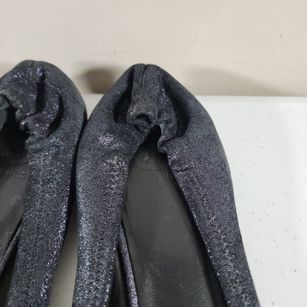 Tory Burch Minnie Travel Ballet with Logo Size 9 M Black Leather Used - Picture 6 of 16